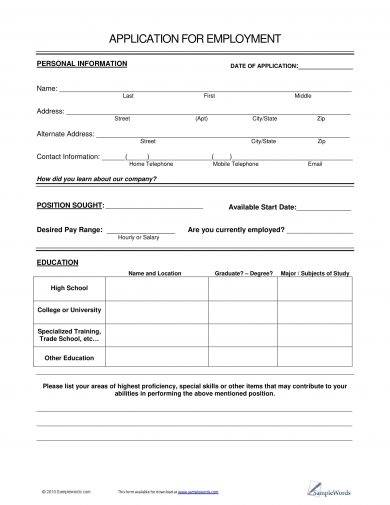 13 Free Blank Employment Application Examples PDF Examples