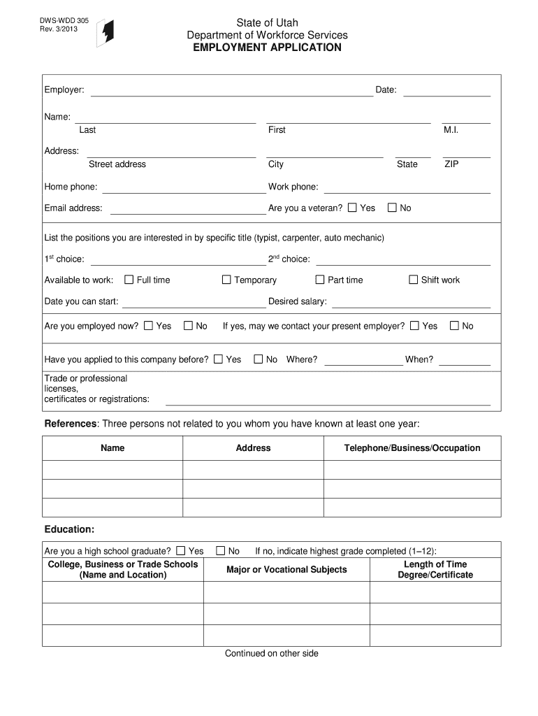 2013 2021 Form UT DWS 305 Fill Online Printable Fillable Blank