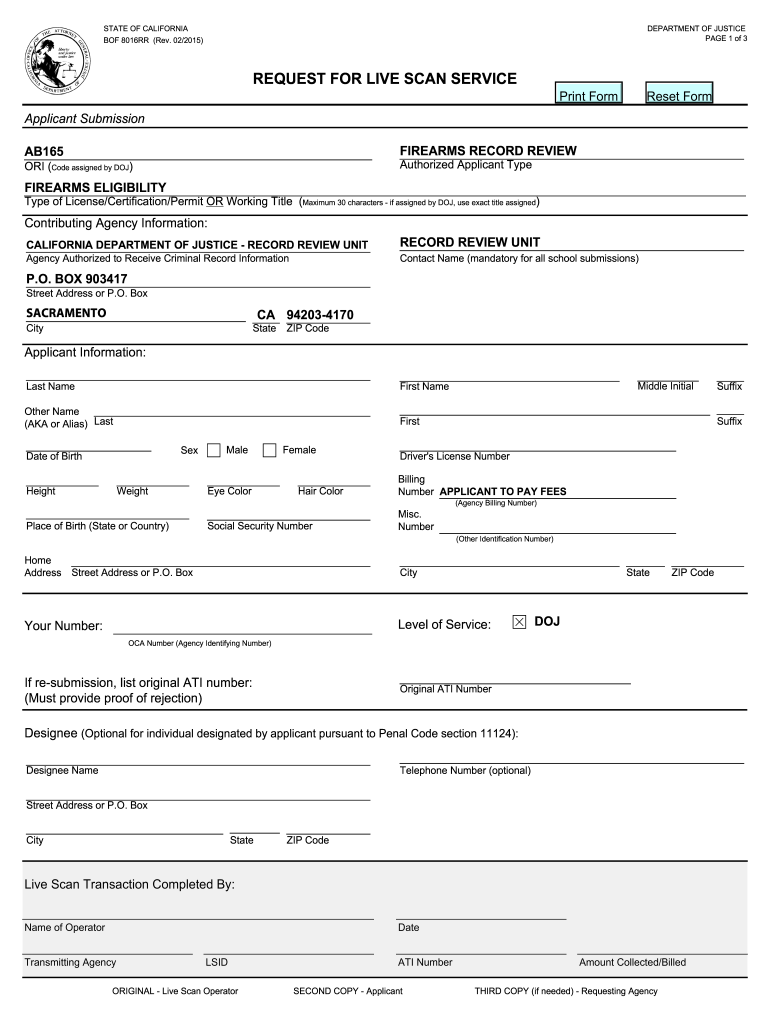 2015 Form CA BOF 8016RR Fill Online Printable Fillable Blank PdfFiller