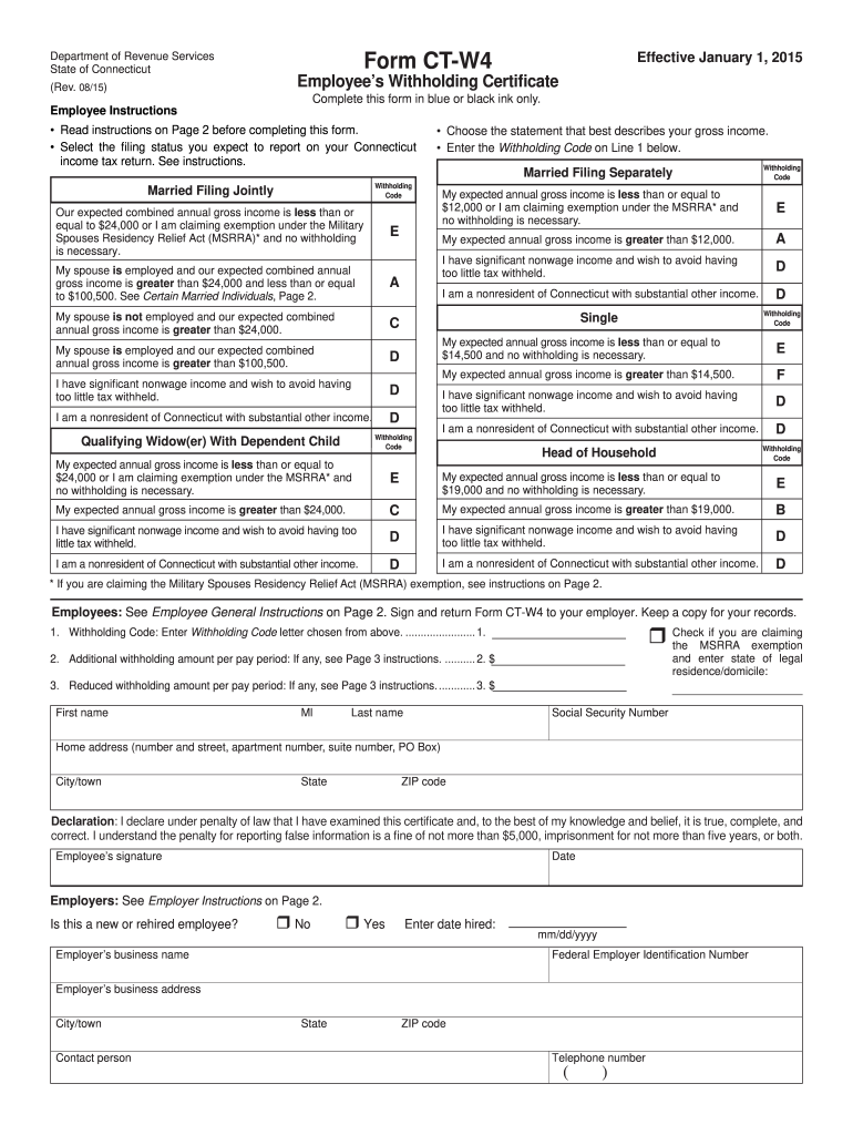 2015 Form CT DRS CT W4 Fill Online Printable Fillable Blank PdfFiller