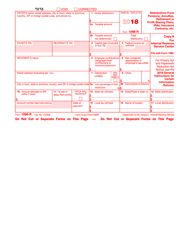 2018 Form IRS 1099 R Fill Online Printable Fillable Blank PdfFiller