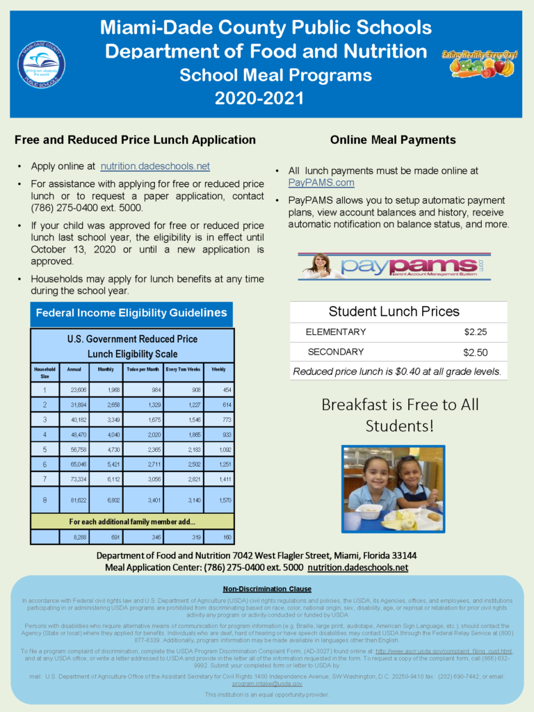 2020 2021 Free And Reduced Lunch Application Flyer NORTH COUNTY K 8