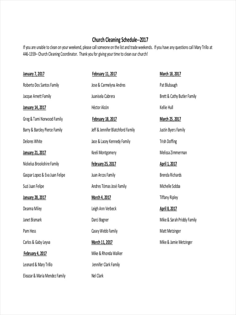 26 Cleaning Schedule Examples In PDF MS Word Pages Google Docs 