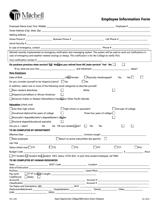 82 Employee Information Form Templates Free To Download In PDF