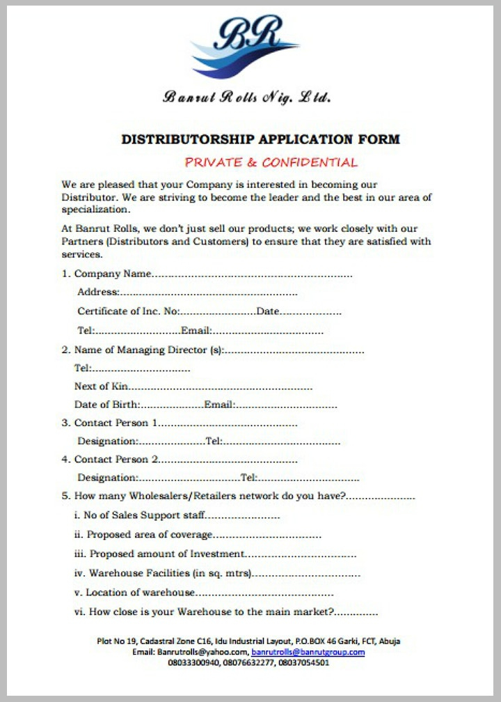 9 Distributor Application Form Templates PDF Free Premium Templates