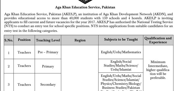 AGHA KHAN EDUCATION SERVICE Jobs February 2017 ENGINEERING ARTICLES