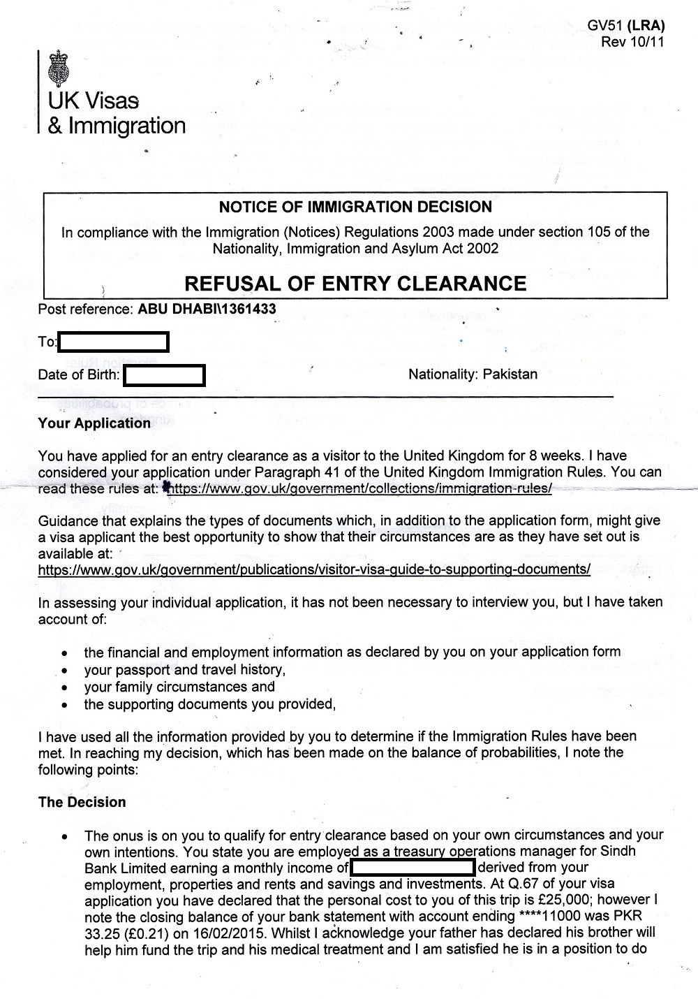 Application For UK Special Visa Attendant For Medical Treatment Twice 