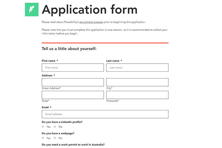 Application form Possability