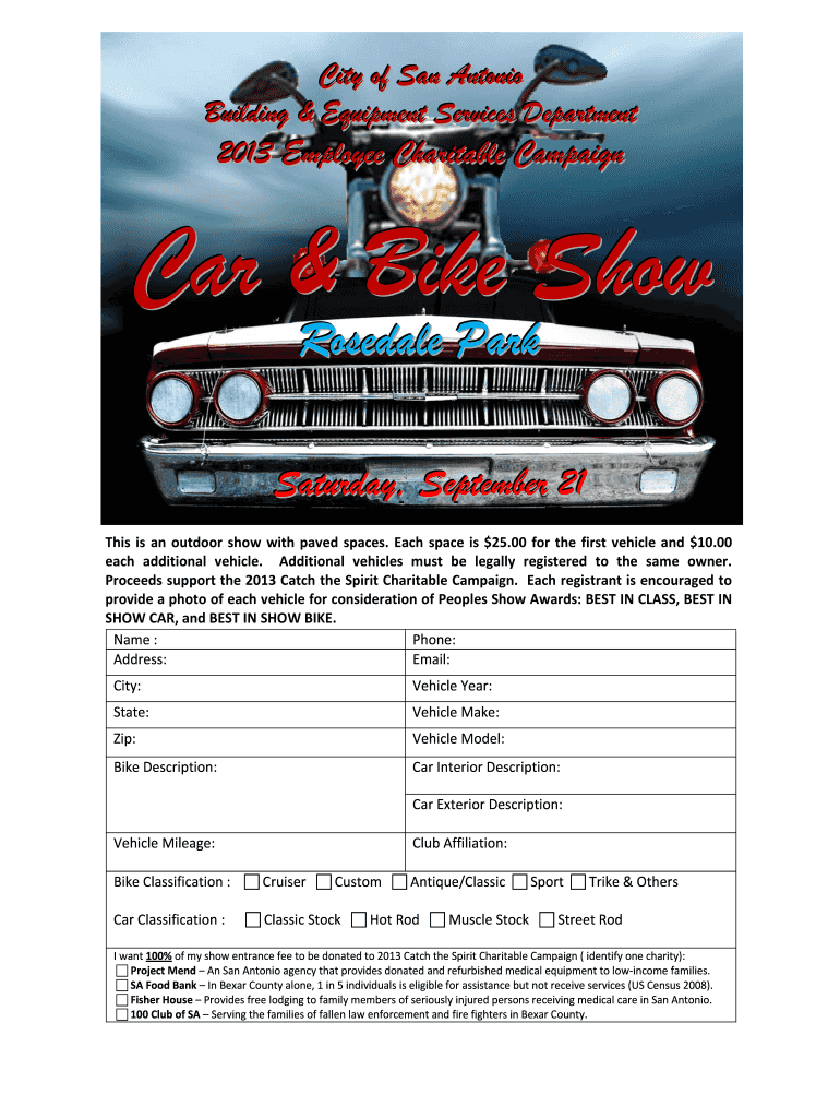 Car Show Registration Form Fill Online Printable Fillable Blank 