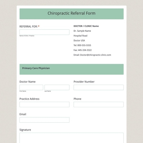 Chiropractic Referral Form Template Formstack