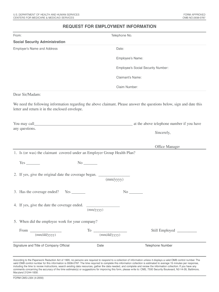 CMS L564 2000 Fill And Sign Printable Template Online US Legal Forms