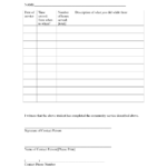 Community Service Form Template Volunteer Hours Community Service