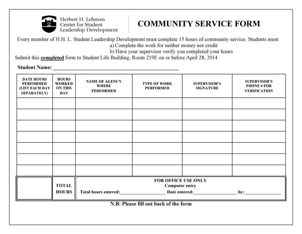 Community Service Letter 40 Templates Completion Verification 