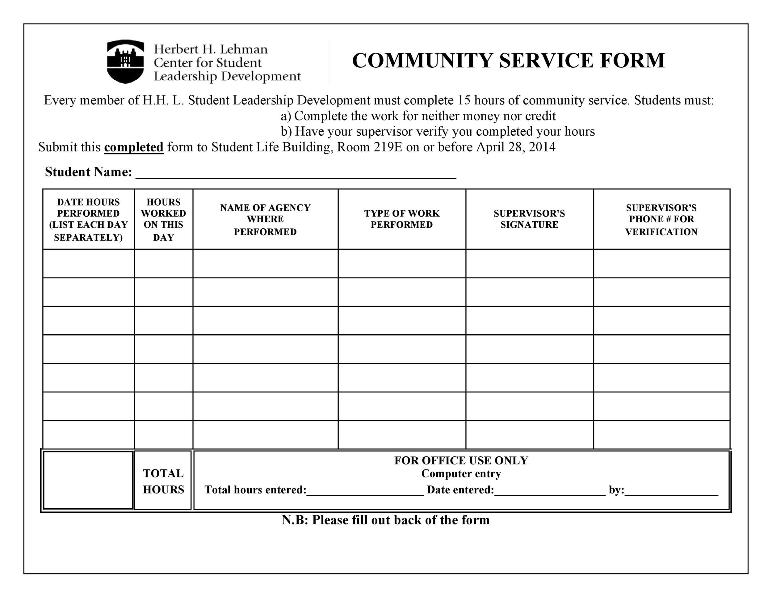 Community Service Letter 40 Templates Completion Verification 