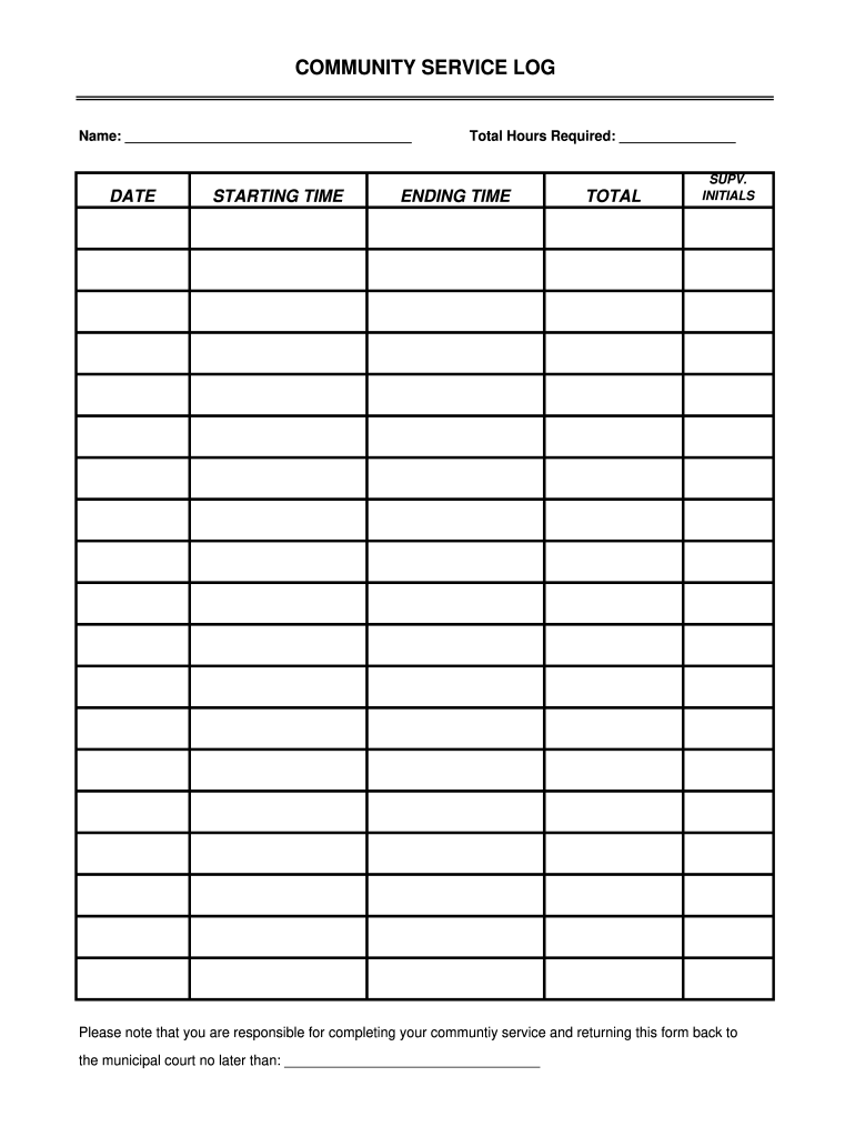 Community Service Log Fill Out And Sign Printable PDF Template SignNow