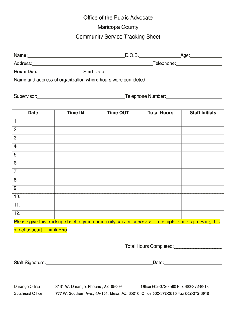 Community Service Sheet Fill Out And Sign Printable PDF Template 