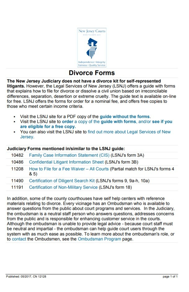 Divorce Forms Free Word Templates