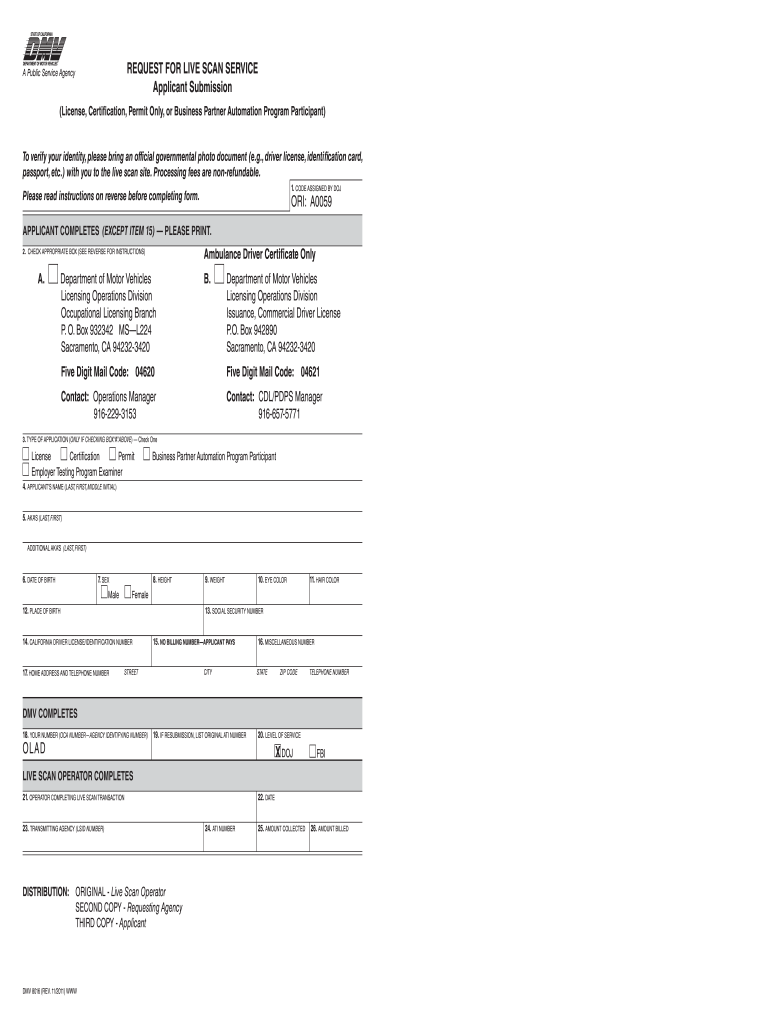 Dmv 8016 Fill Online Printable Fillable Blank PdfFiller