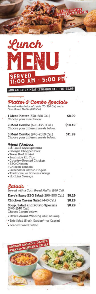 Famous Dave s Bar B Que Menu Delivery Order Online Lincoln NE 