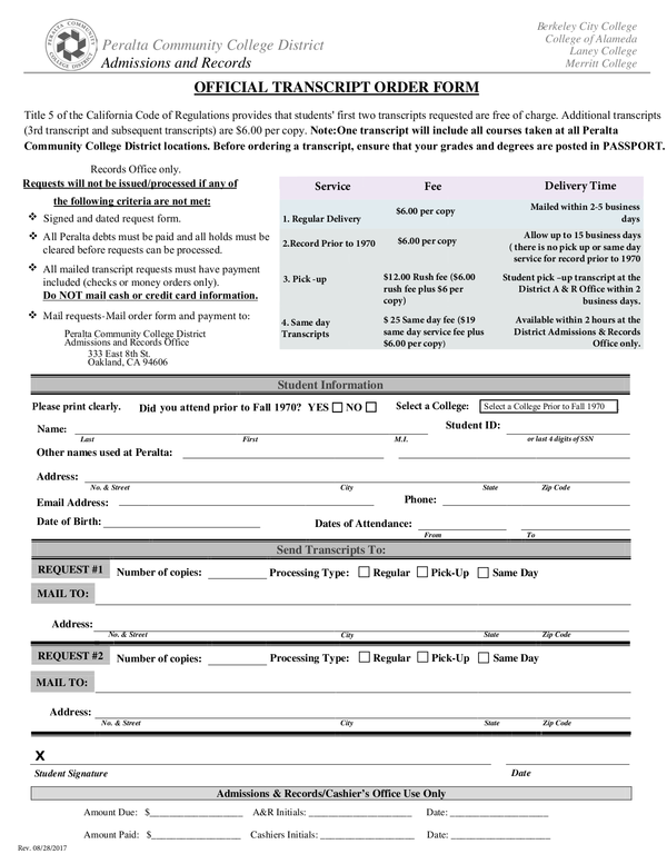 Fill Free Fillable Forms College Of Alameda