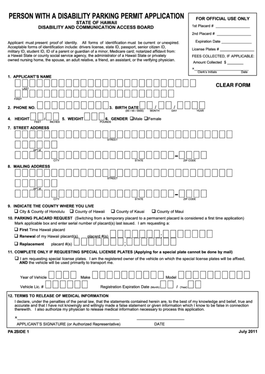 Fillable Form Pa 2 Person With A Disability Parking Permit 