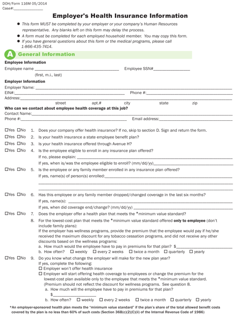 Form 116M Download Printable PDF Or Fill Online Employer Health