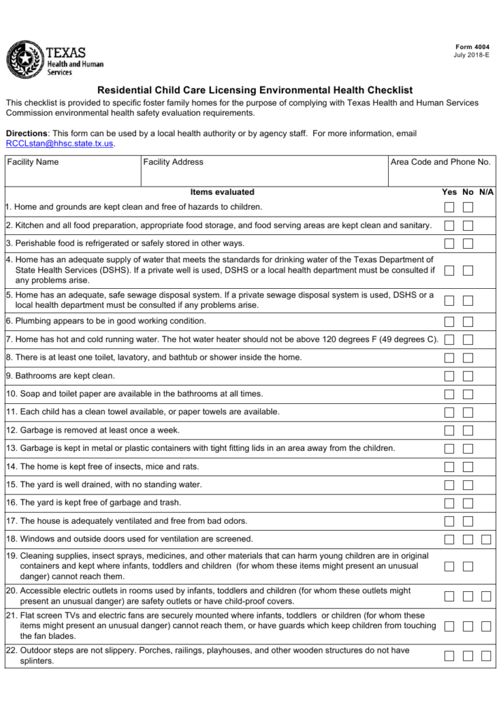 Form 4004 Download Fillable PDF Or Fill Online Residential Child Care 