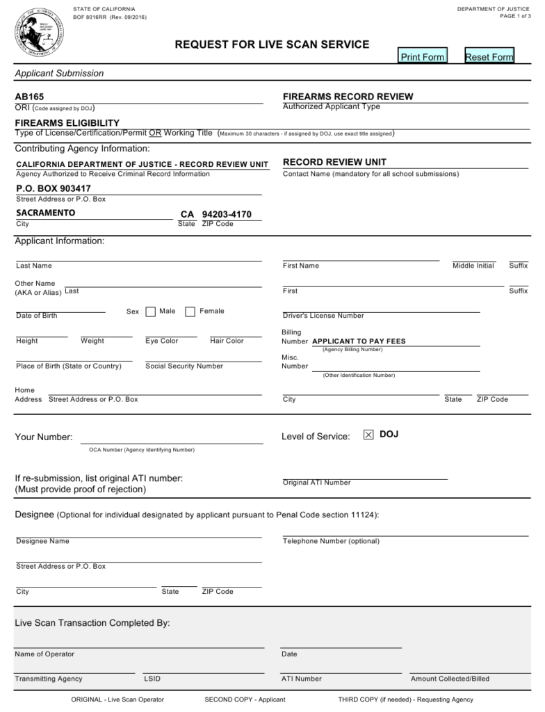 Form BOF8016RR Download Fillable PDF Or Fill Online Request For Live 