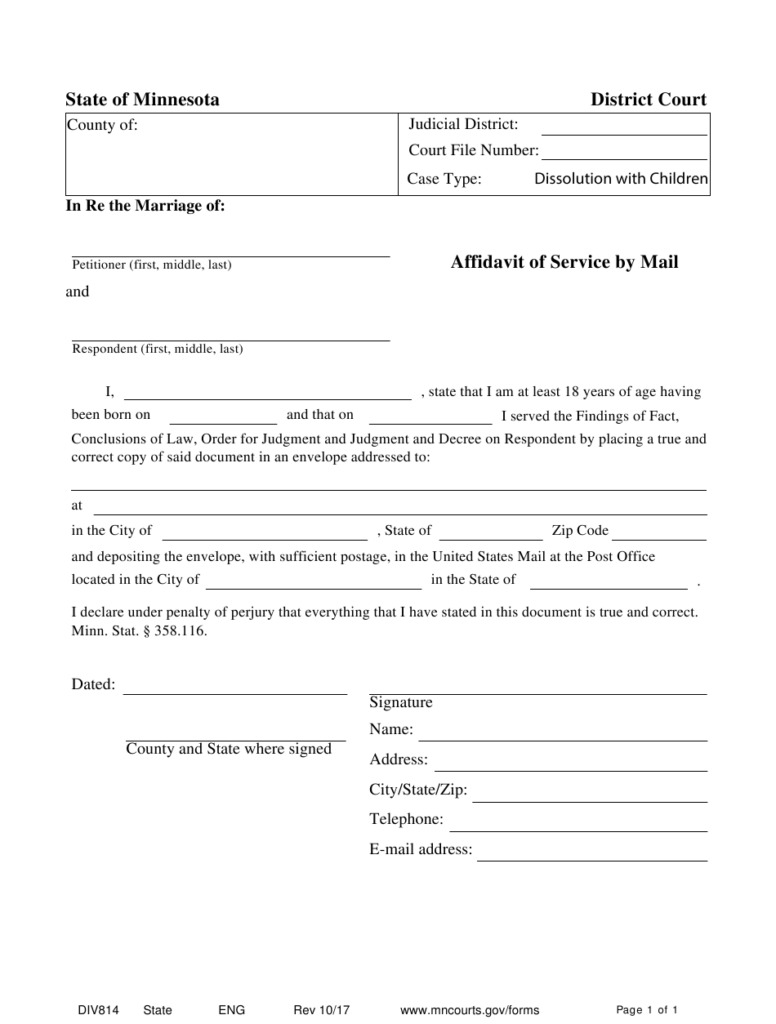 Form DIV814 Download Fillable PDF Or Fill Online Affidavit Of Service