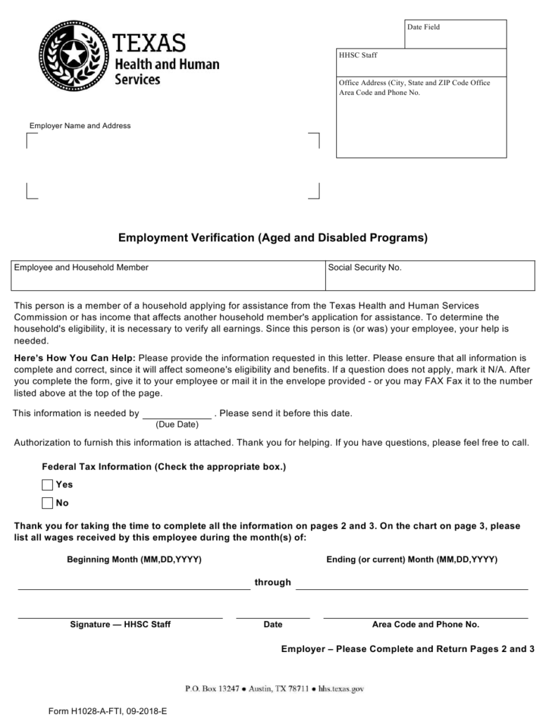 Form H1028 A FTI Download Fillable PDF Or Fill Online Employment 