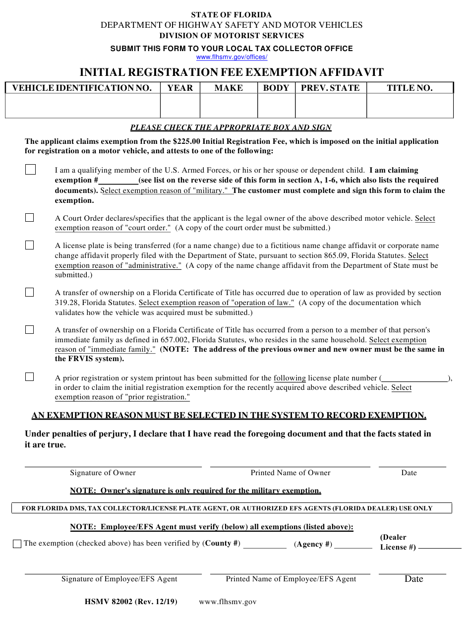 Form HSMV82002 Download Fillable PDF Or Fill Online Initial 