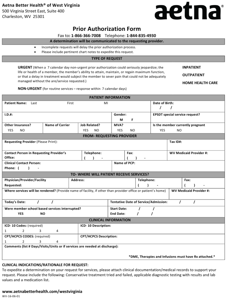 Form WV 16 06 01 Download Printable PDF Or Fill Online Prior 