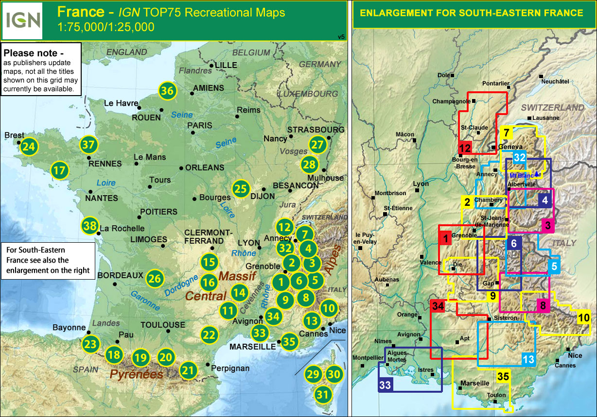 France IGN 75K 25K TOP75 Recreational Maps Stanfords