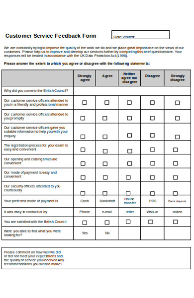 FREE 10 Customer Service Forms In PDF Ms Word