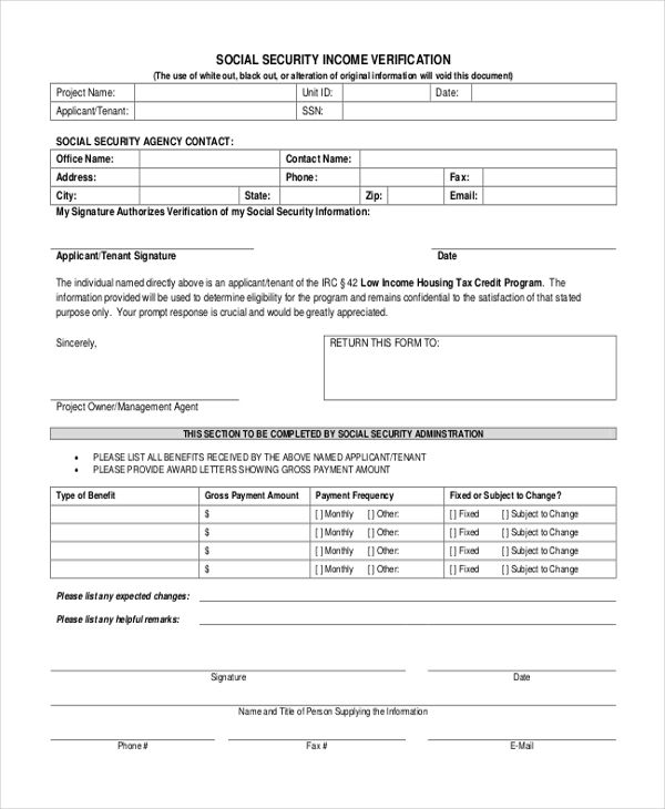 FREE 10 Sample Income Verification Forms In PDF MS Word