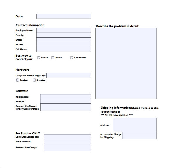 FREE 12 Sample Computer Service Request Forms In PDF MS Word