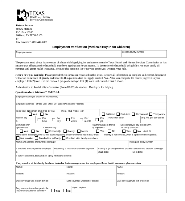 FREE 12 Sample Employment Verification Forms In PDF MS Word Excel