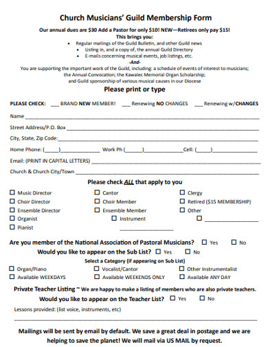 FREE 13 Church Membership Form Examples Templates Download Now 