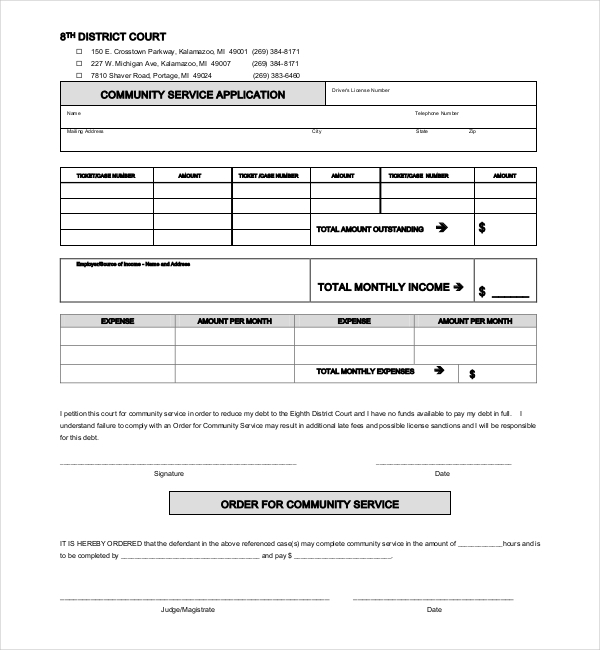 FREE 13 Sample Community Service Forms In PDF MS Word Excel