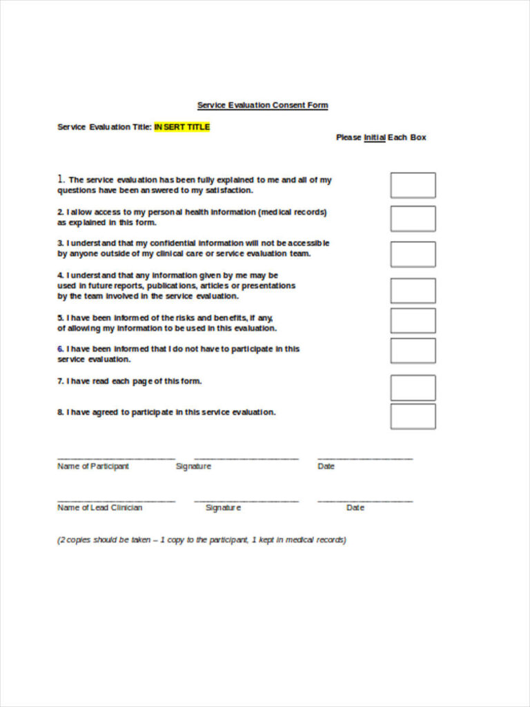 FREE 13 Sample Service Evaluation Forms In MS Word PDF