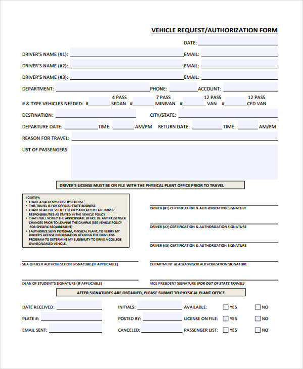 FREE 14 Vehicle Authorization Forms In PDF MS Word