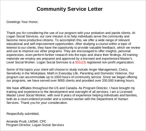 FREE 25 Sample Community Service Letter Templates In PDF MS Word 