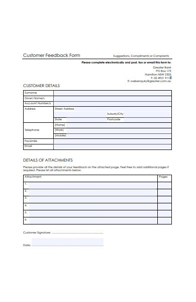 FREE 30 Customer Feedback Forms In PDF Ms Word Excel