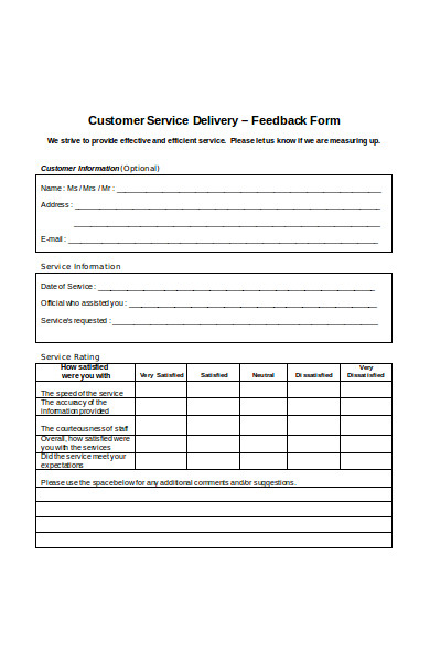 FREE 30 Customer Service Forms In PDF MS Word