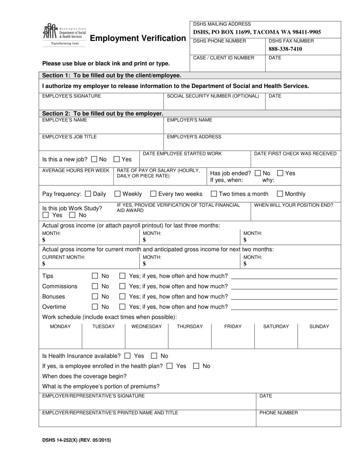 Employment Verification Form In Word And Pdf Formats