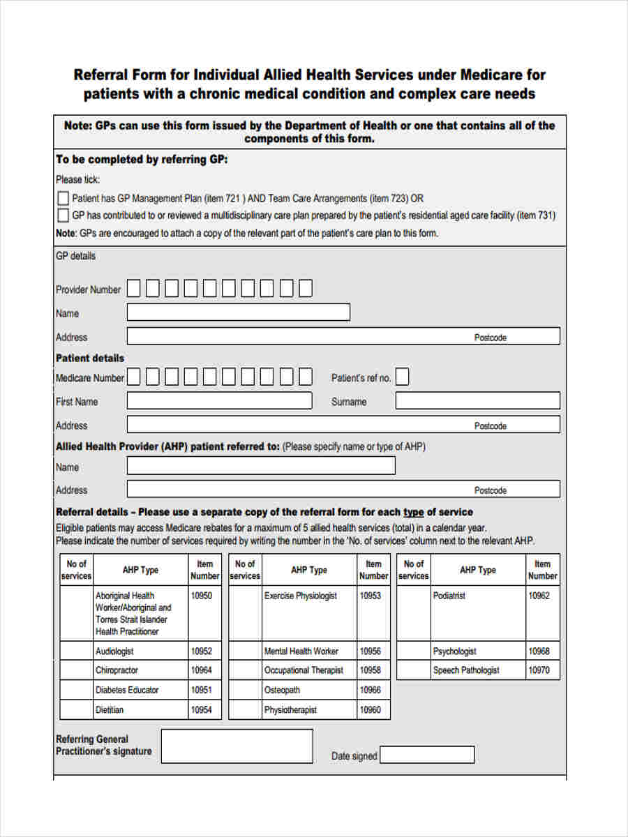 FREE 7 Medical Referral Forms In PDF MS Word