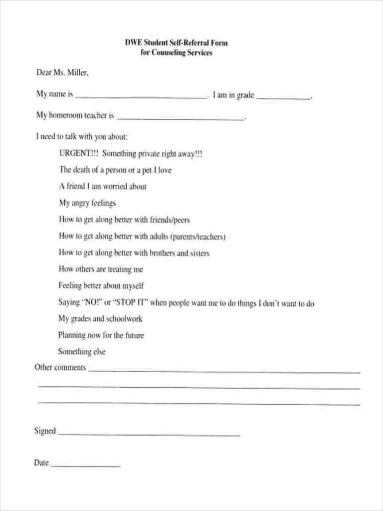 FREE 8 Counseling Referral Forms In MS Word PDF