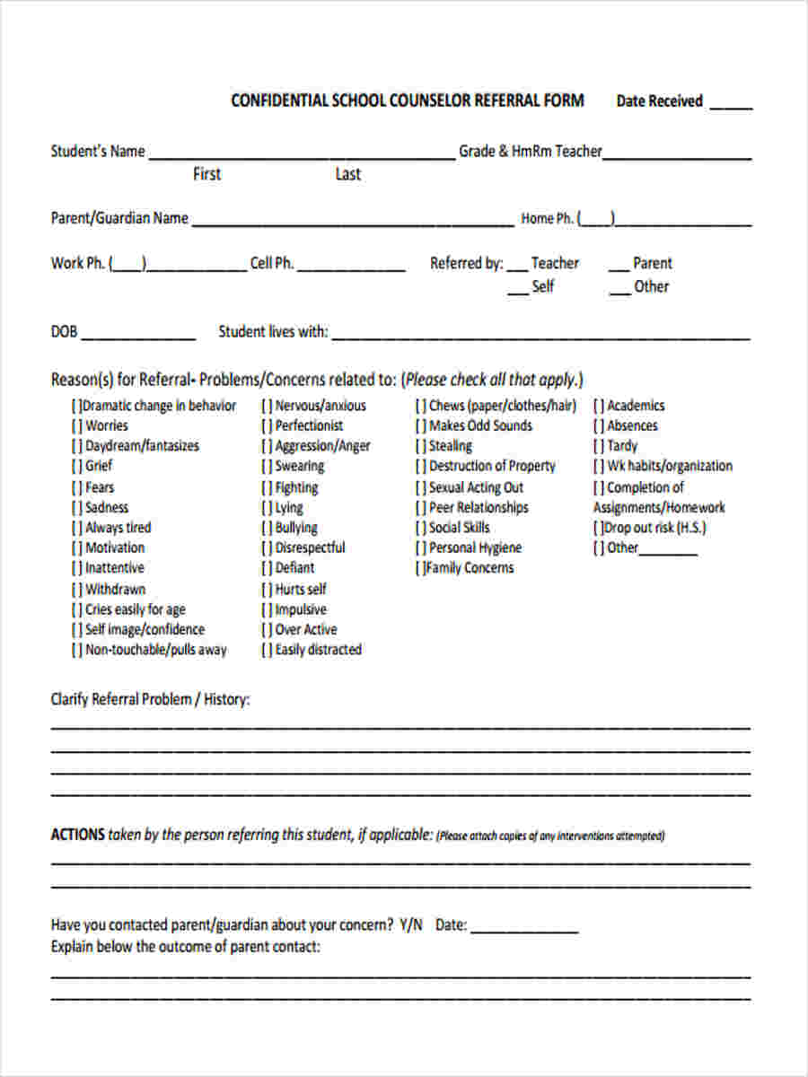 FREE 8 Counseling Referral Forms In MS Word PDF