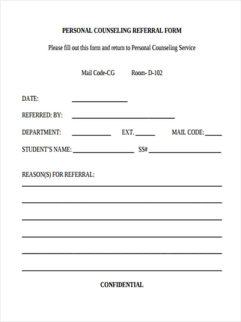 FREE 8 Counseling Referral Forms In MS Word PDF