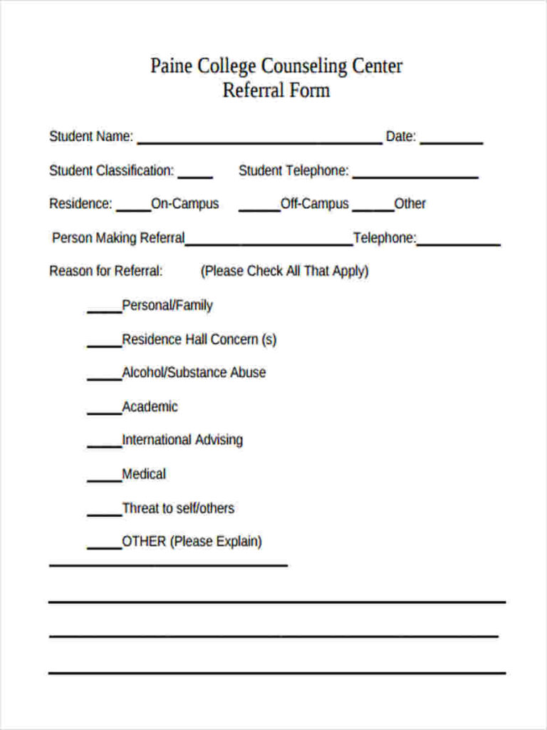 FREE 8 Counseling Referral Forms In MS Word PDF